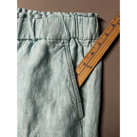 Talbots Pants Womens Large Light Blue Nantucket Pull-On Wide Leg Crop Linen - Picture 6 of 14